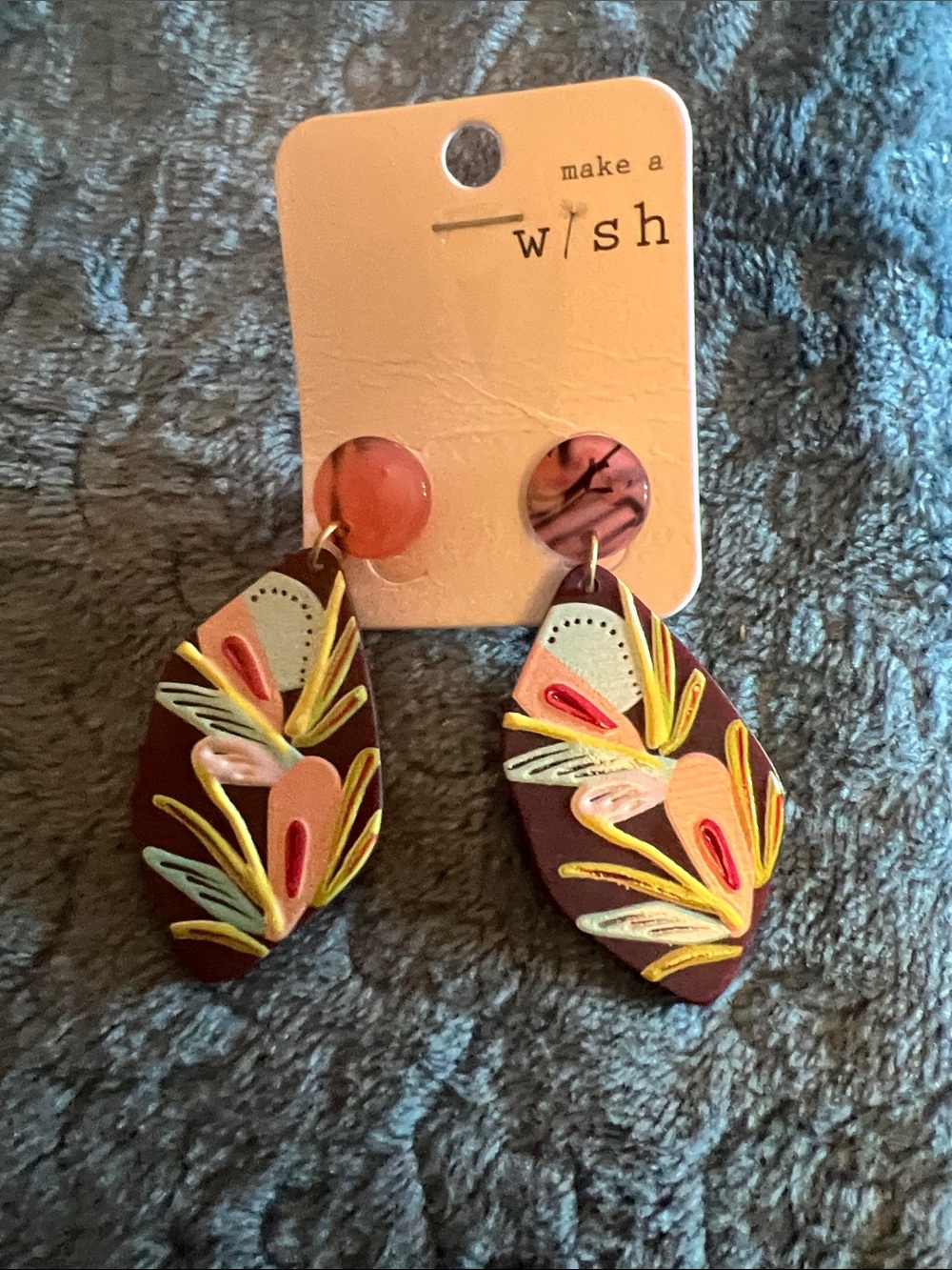 Make a Wish Pink & Maroon Floral Drop Earrings